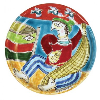 Circular plate DS 15 cm Fisherman with Basket PT15DS-11 Circular plate DS 15 cm Fisherman with Basket PT15DS-11
